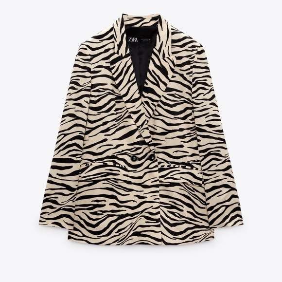 Zara ANIMAL PRINT SATIN EFFECT BLAZER zebra bloggers Favorite - Picture 13 of 16
